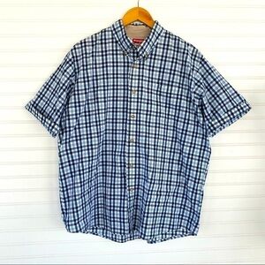 Men's Wrangler blue plaid Winkle resistant button Shirt Size Large